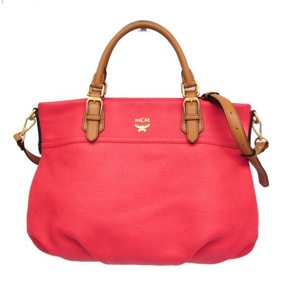 MCM MWT2AIE65PK001 Women's Leather HandbagShoulder Bag BrownPink